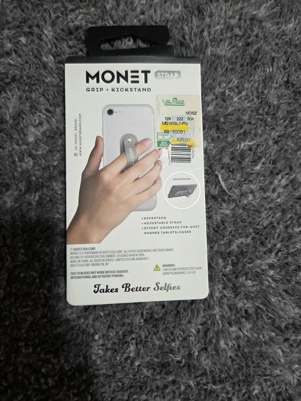 Monet Pink Glitter Strap Grip & Kickstand Phone Holder